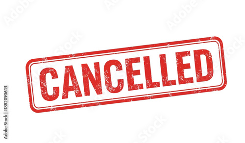 Red cancelled stamp on with clear text