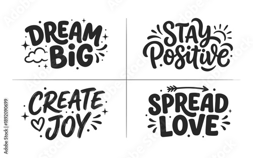 Inspirational quotes in four sections on white background with black text