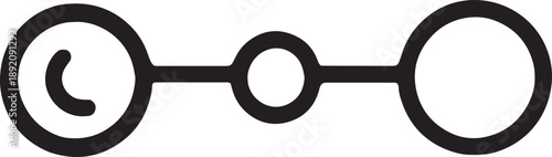 Simple black line art of connected circles and phone handset symbol