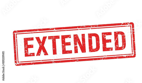 Red stamp with the word extended on for approval or validation purposes in official documents