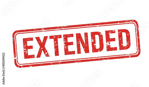 Red stamp with the word extended on for marking documents