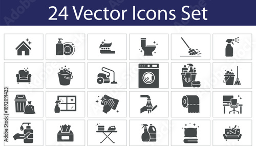 House cleaning icons set. including cleaning, household, hygiene, laundry, sanitation and more. 
vector icons set
