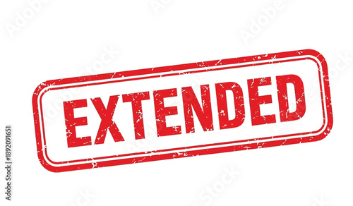 Red stamp with the word extended on for approval or validation purposes in business or official documents