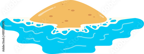 Sandy wave seashore with small island on summer holiday