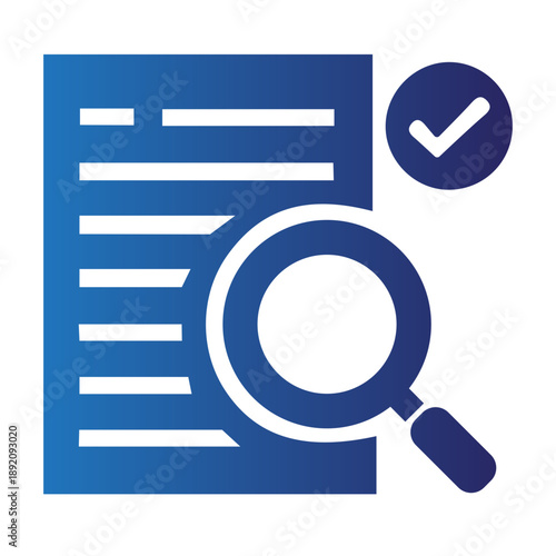 Comprehensive document review and verification process icon, symbolizing successful data analysis, file approval, and quality assurance in business operations