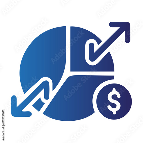 Financial Pie Chart Icon Representing Business Growth, Investment Returns, And Economic Progress With A Dollar Symbol