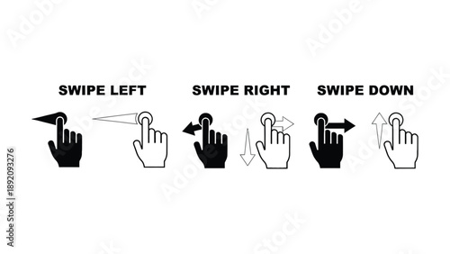 A hand icon illustrating swipe gestures on a touchscreen device