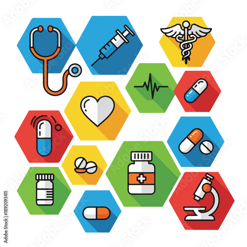 A colorful infographic with medical icons