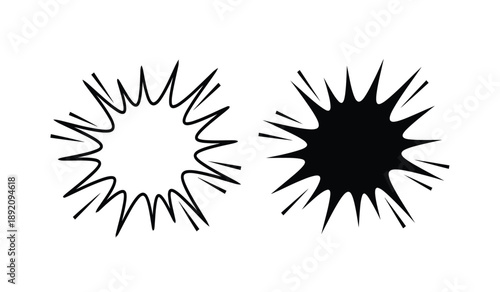 Two black ink splatter shapes on a for design and artistic use