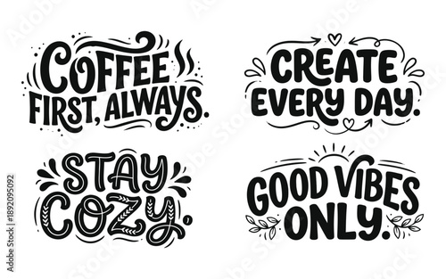 Collection of inspirational hand-lettered quotes for everyday motivation and positive vibes
