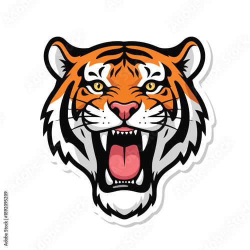 Bild auf Leinwand A colorful tiger head with an open mouth