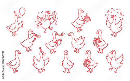 Festive Avian Fun A Collection of Playful Goose Characters Celebrating