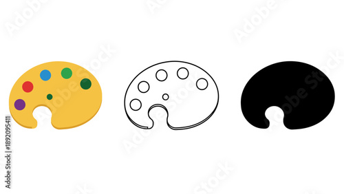 Three different paint palettes for artistic expression and creativity