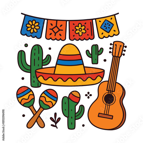 Mexican sombrero flat icon vector