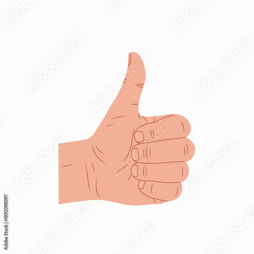A human hand giving a thumbs up gesture of approval on a white background