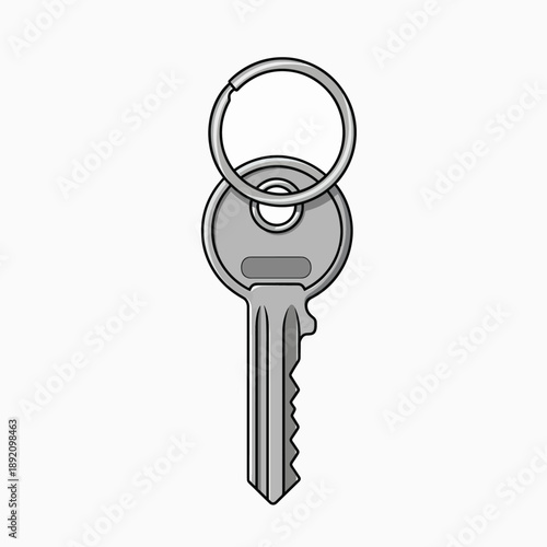 Simple metal key with a circular ring attached for carrying or attachment to a keychain accessory