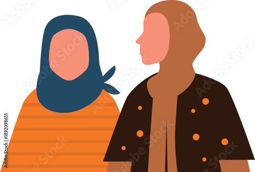 Woman wearing hijab illustration. Muslim headscarf fashion style. World hijab day, woman day vector isolated.