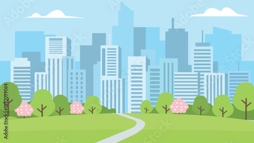 Curving Park Path Urban Spring