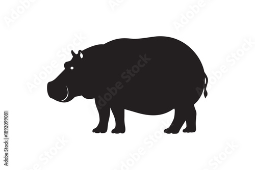 Hippopotamus wild animal silhouette icon representing african safari nature and wildlife zoo