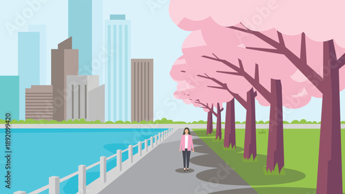 City Promenade During Cherry Blossom