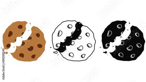 A colorful illustration of three broken cookies on a white background