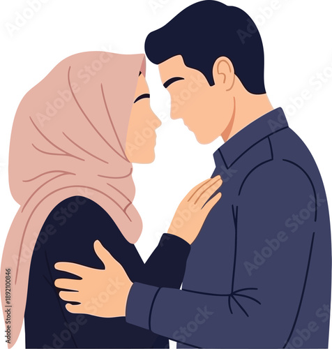 Muslim Couple Embracing