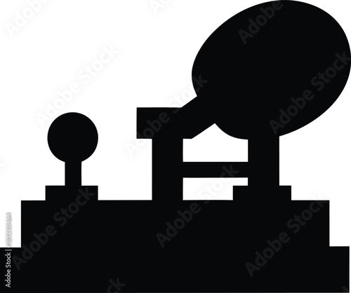 telegraph key and sounder silhouette vector illustration on transparent background
