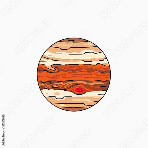 The immense and swirling gas giant Jupiter with its iconic Great Red Spot a colossal storm