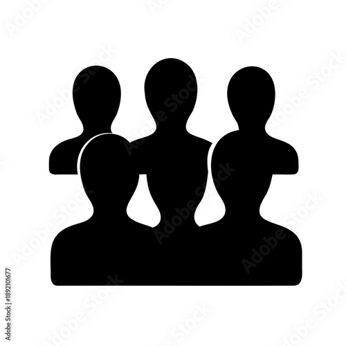Group of People Silhouette Icon Depicting Teamwork and Social Interaction