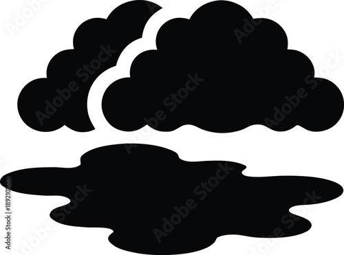 rain puddle with reflection of sky silhouette vector illustration on transparent background