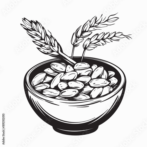 Breakfast Cereal In Bowl Image Vector on White Background
