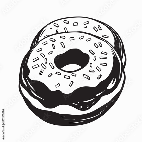 Two Delicious Donuts with Sprinkles Chocolate Image Vector on White Background