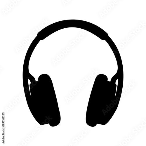 Black Headphones Silhouette with White Background Providing Clear Audio Quality