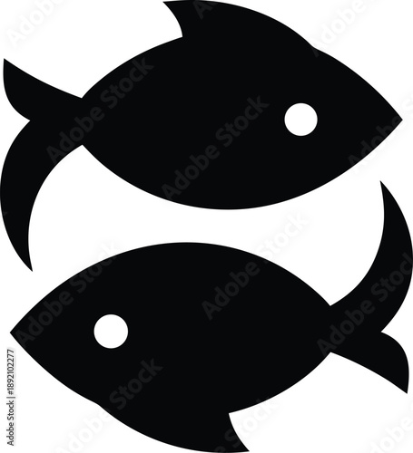 duality as two fish circling silhouette vector illustration on transparent background