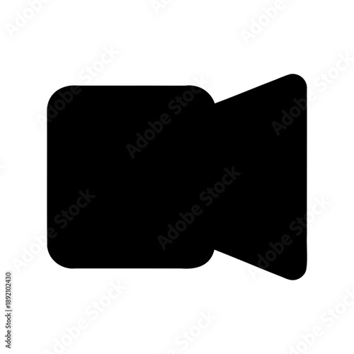 Simple black video camera icon on a white background illustration