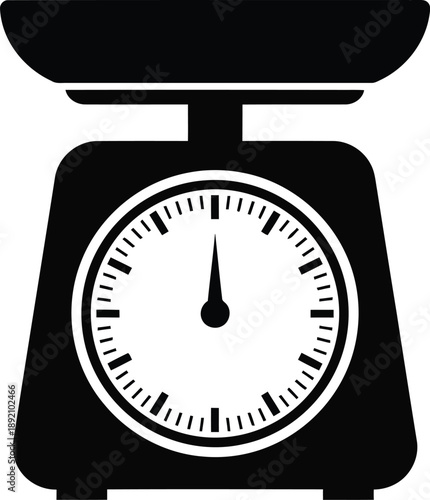 Kitchen scale vector icon for weight measurement of food ingredients in cooking and healthy nutrition diet plan concept