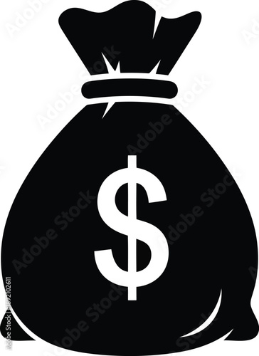 Money bag with dollar sign vector icon design currency sack finances wealth banking investment cash savings