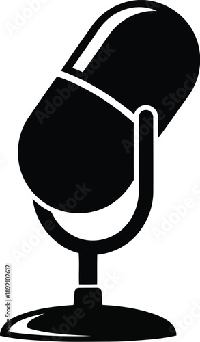 Microphone on stand vector icon design audio recording equipment podcast broadcast live performance music