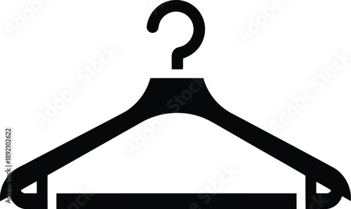 Black silhouette of clothes hanger with question mark icon symbol isolated on transparent background vector illustration