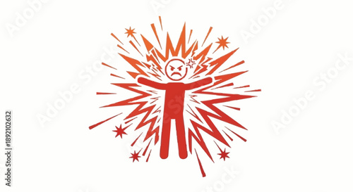 Angry person exploding with rage and frustration.