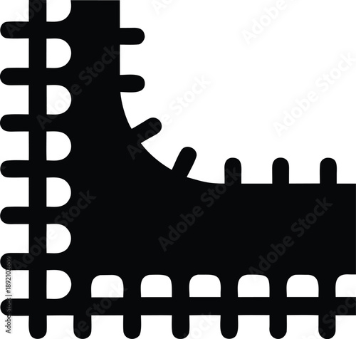 buttonhole stitch edge silhouette vector illustration on transparent background