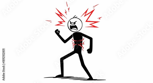 Angry Stick Figure Expressing Rage and Frustration.