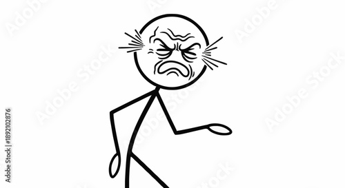 Angry stick figure man expressing frustration and rage.