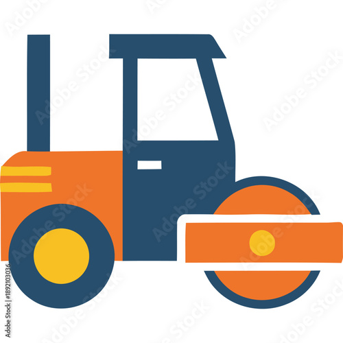 Road roller vehicle operating on construction site