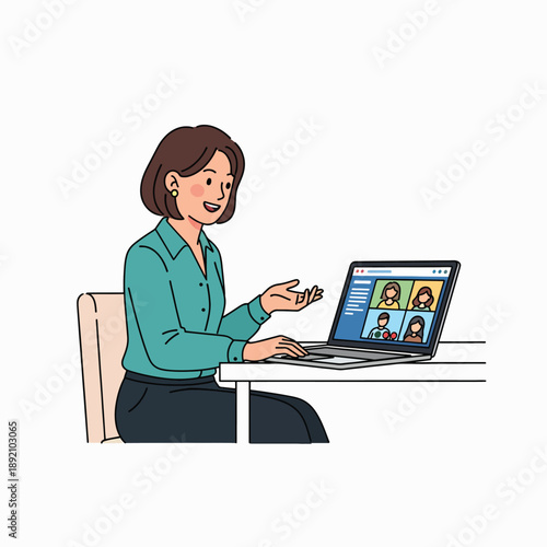 Woman Engaging in a Video Conference Call with Colleagues Collaborating Effectively Online