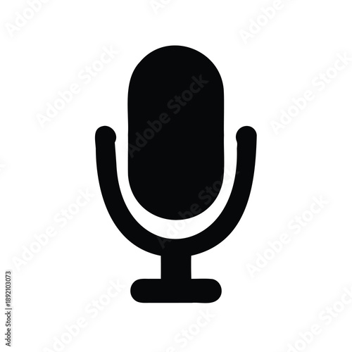 Black microphone icon illustration isolated on a white background, vector design