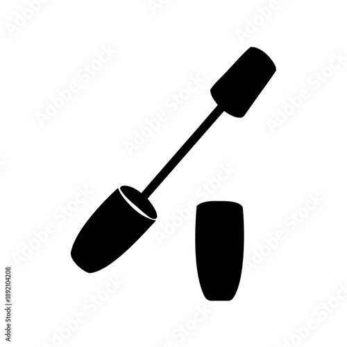 Minimalist black and white mascara icon for beauty and makeup industry products