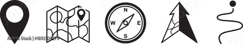 Set of 5 navigation icons vector