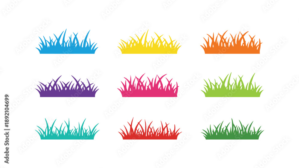 Obraz premium A colorful illustration of various grass blades in different vibrant hues