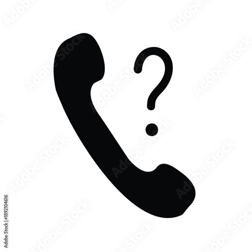Phone handset with question mark symbol isolated on a clean white background